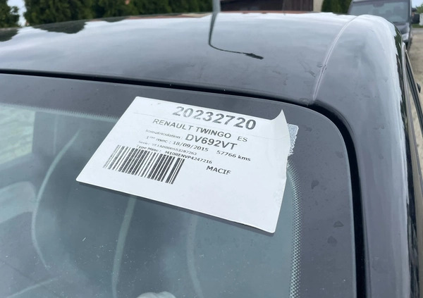 Renault Twingo cena 9300 przebieg: 57766, rok produkcji 2015 z Milicz małe 92
